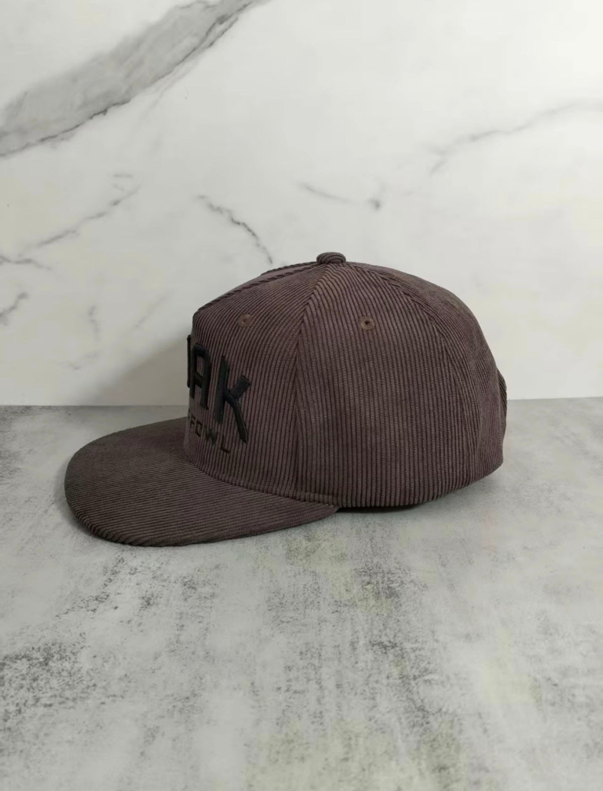 Brown corduroy snapback